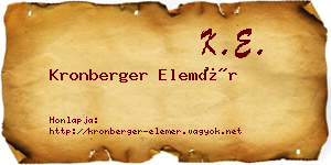 Kronberger Elemér névjegykártya